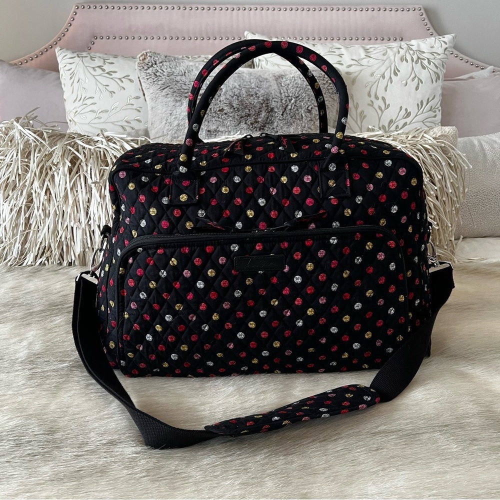 New VERA BRADLEY Havana Dots 2018 Weekender Trolly Bag Black Red Yellow Polka
